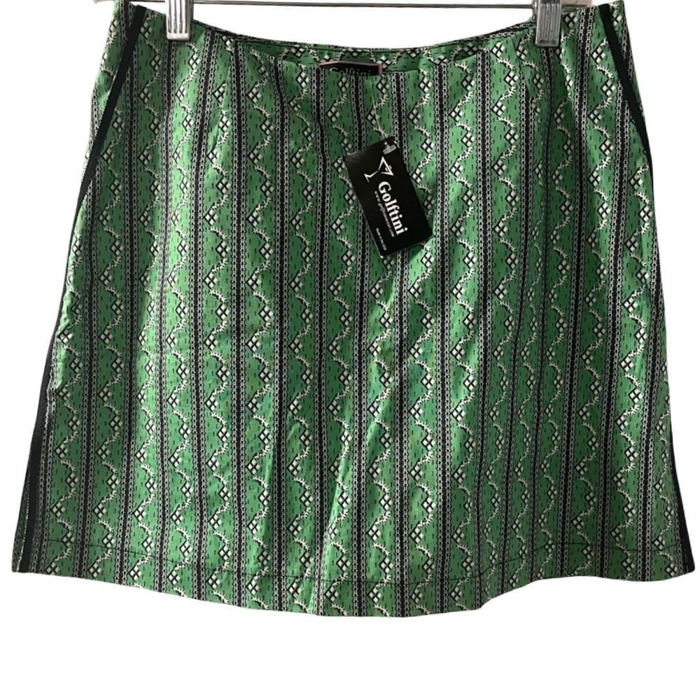 NWT Golftini Womens Green Black Geometric Stripe Golf Skort Size 8 Made in USA